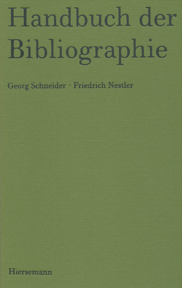 Handbuch Bibliographie Schneider Nestler